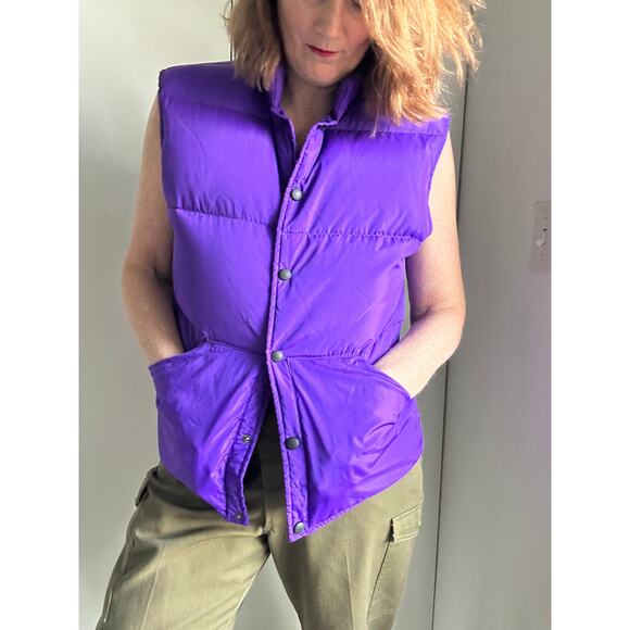 Lands' End Vintage down Puffer Vest Purple Size Small Unisex Outdoor Camping - Picture 5 of 9